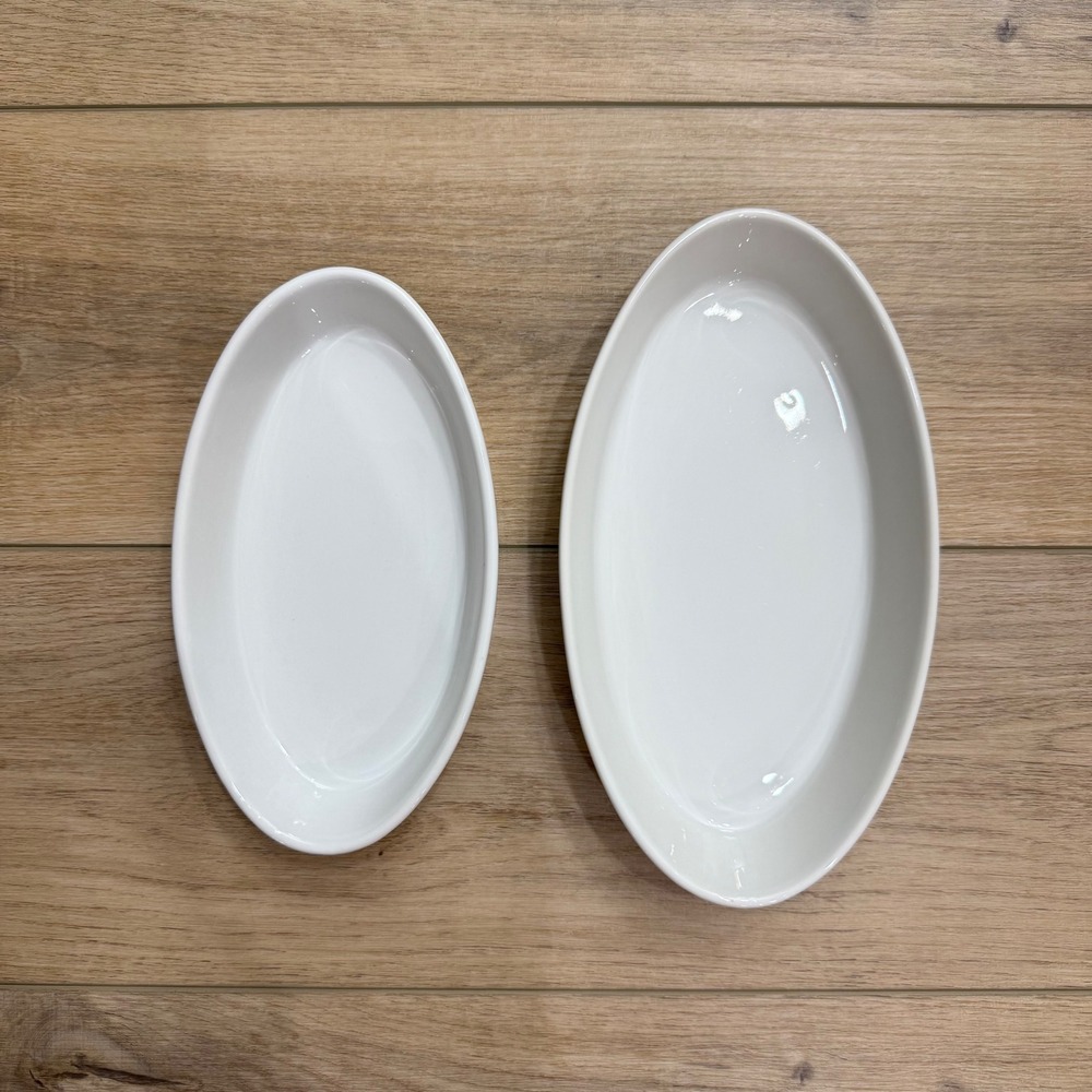 Pillivuyt France Vintage Oval Baker Set 10oz 16oz White Porcelain Oven to Table